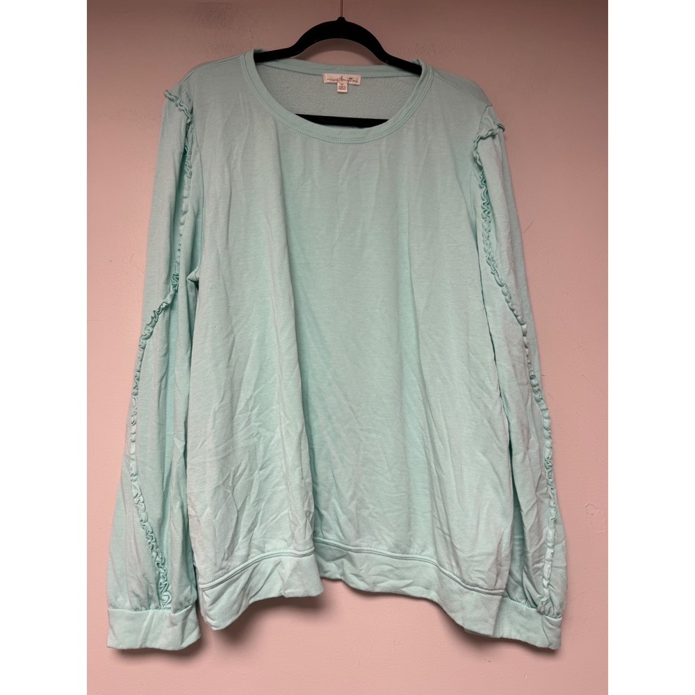 Sea Glass Ruffled Sleeve Long-Sleeve Top